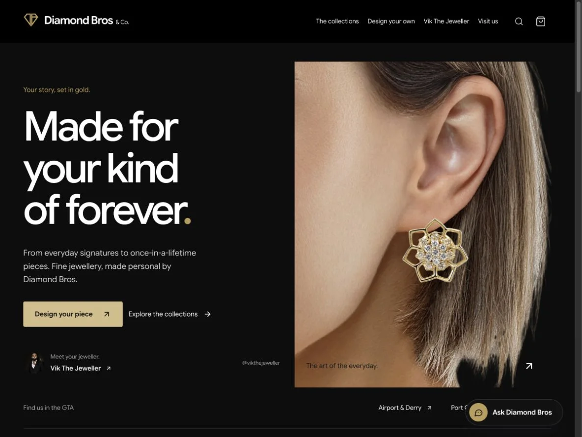 Diamond Bros & Co. after the rebuild: the homepage at diamondbro-seo.vercel.app, Oct 7, 2026