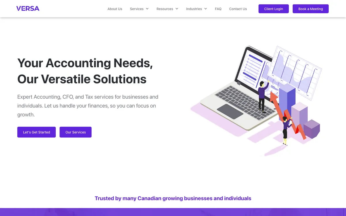 Versa LLP before the rebuild: the homepage at versallp.ca, Sep 28, 2026